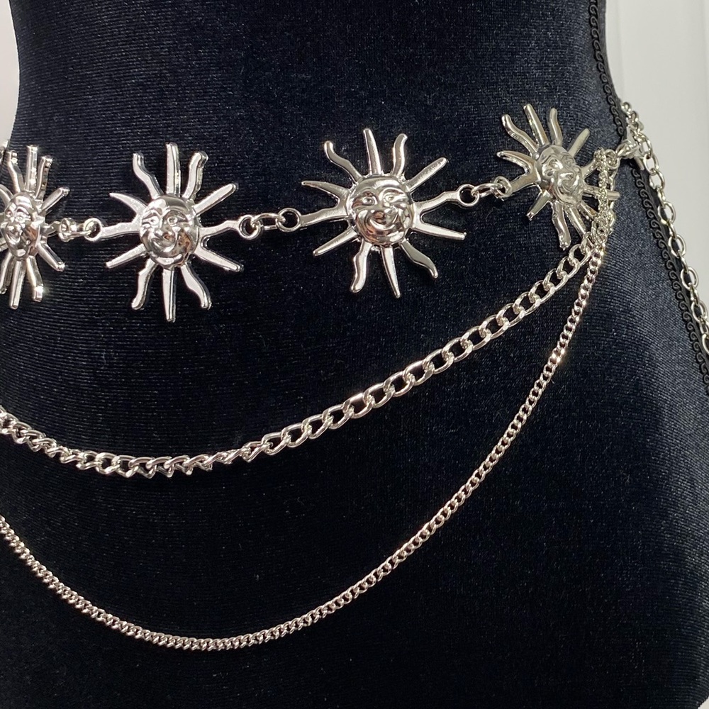 Celestial Sun Multi Layer Chain Statement Belt Me… - image 2